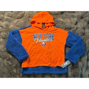 New York Islanders NHL Orange Sherpa Sleeve Hoodie Youth Size L 10 12